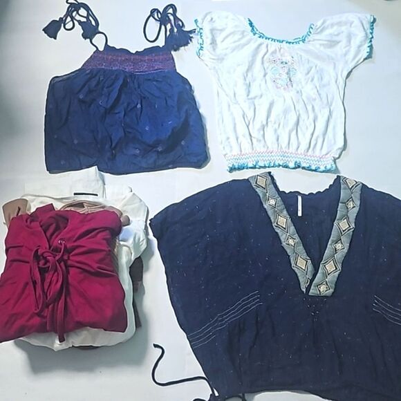 Free People Boho Crotched Tank Top BCBG Duster Romper Tops Shirts Bundle 7P Lot - Picture 2 of 14